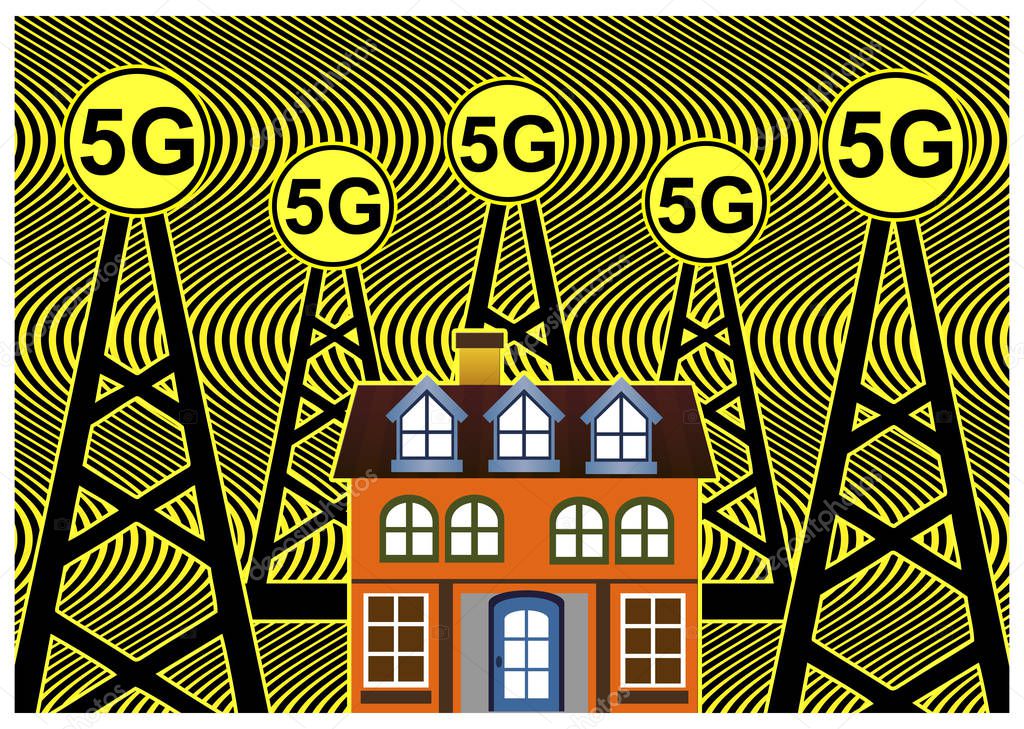 Wohnraum mit stilisierten Feldlinien